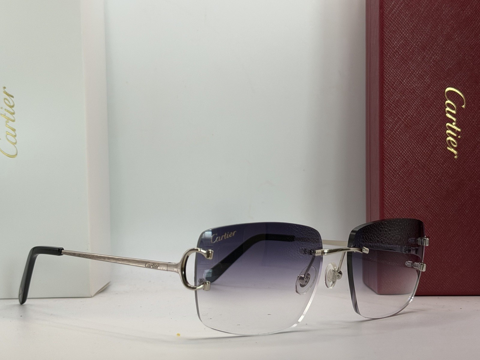 Cartier Gradient Grey Men’s Sunglasses silver C Wire CT00920
