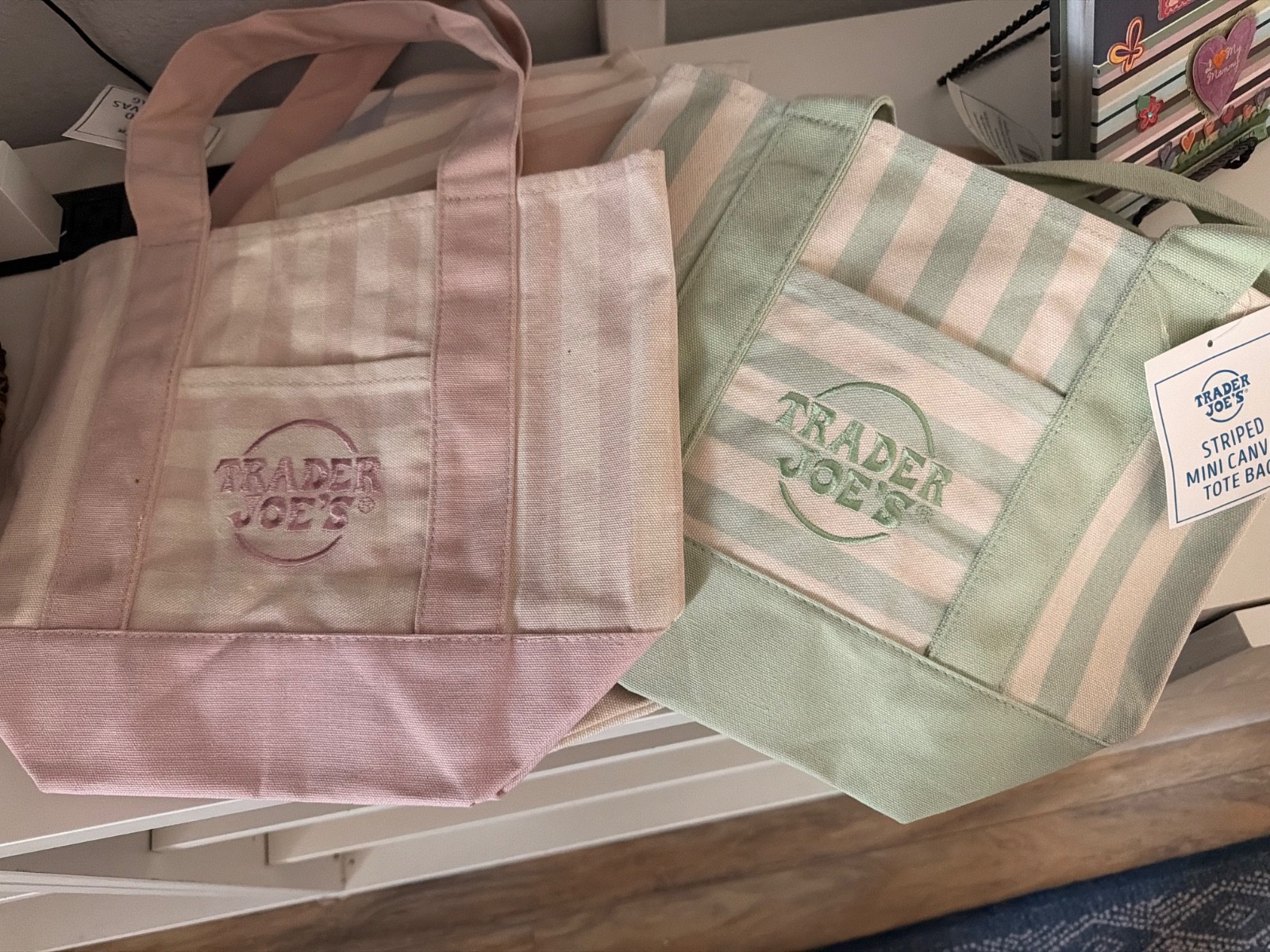 Trader Joe’s Mini Pastel Stripe Canvas Tote Bag Limited Edition Set Of 4