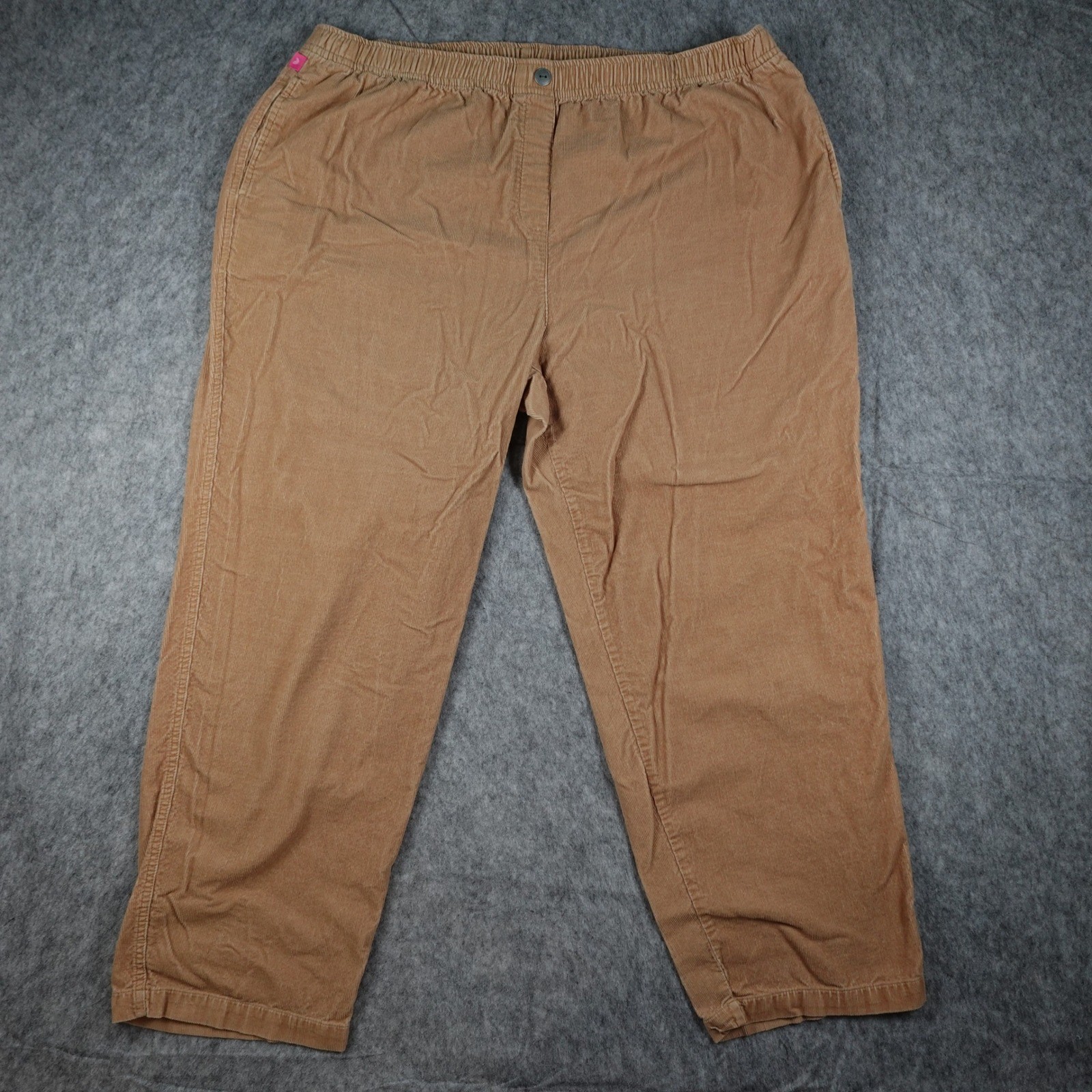 Woman Within Pants Womens 22 Tan Corduroy Elastic Waist Classic Fit Pull On