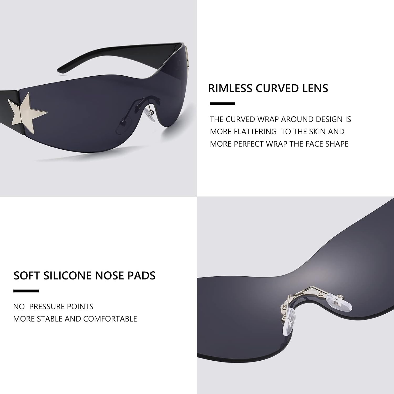 Lightweight Rimless Y2K Sunglasses for Men and Women – UV Protection & Style
