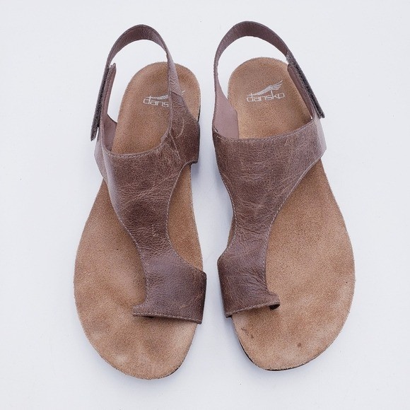 Dansko Reece Brown Leather Sandal Thong Toe Slingback Women’s Size EU 41 US 11