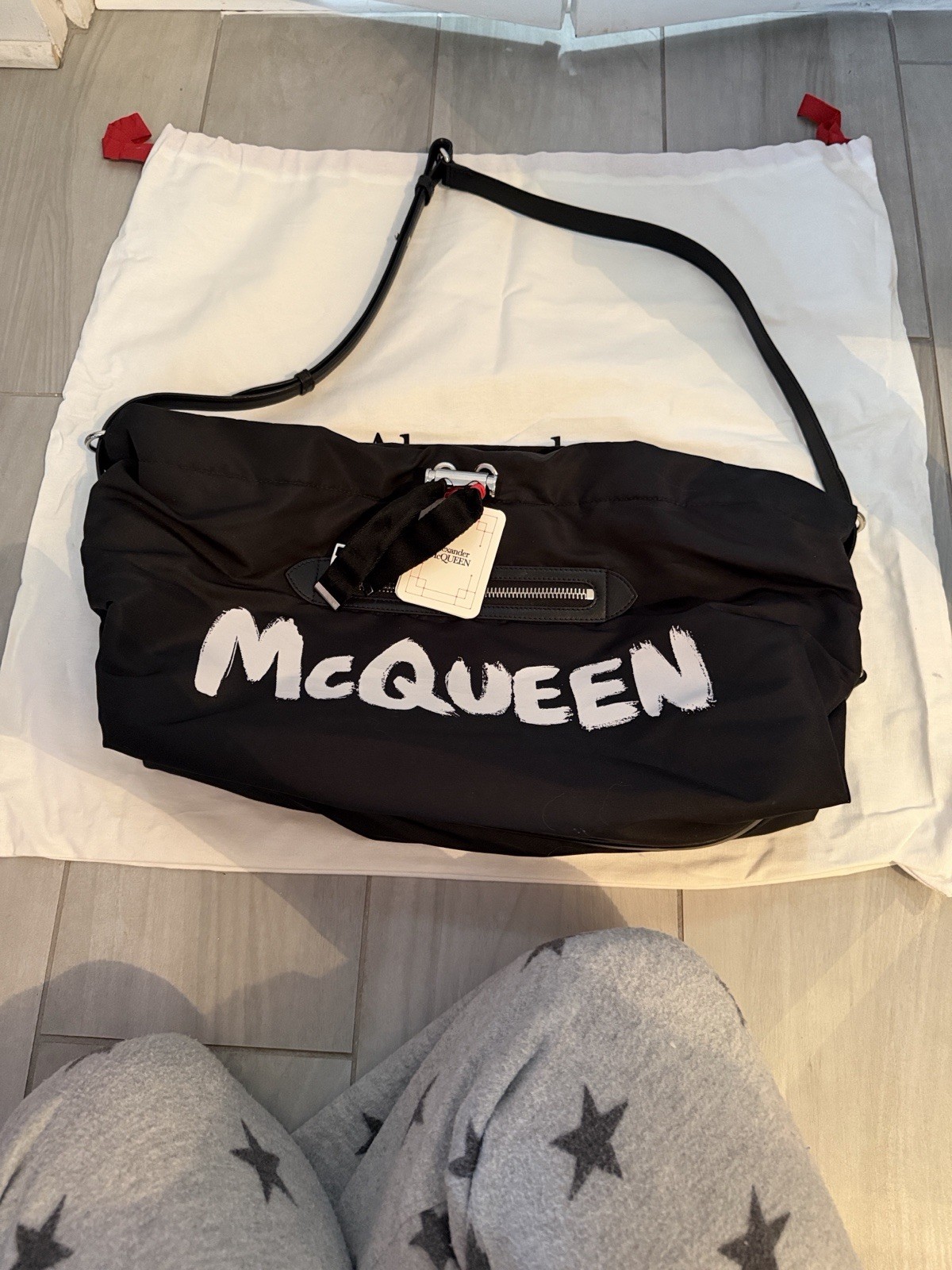 Alexander McQueen Black Graffiti Designer Shoulder Bag