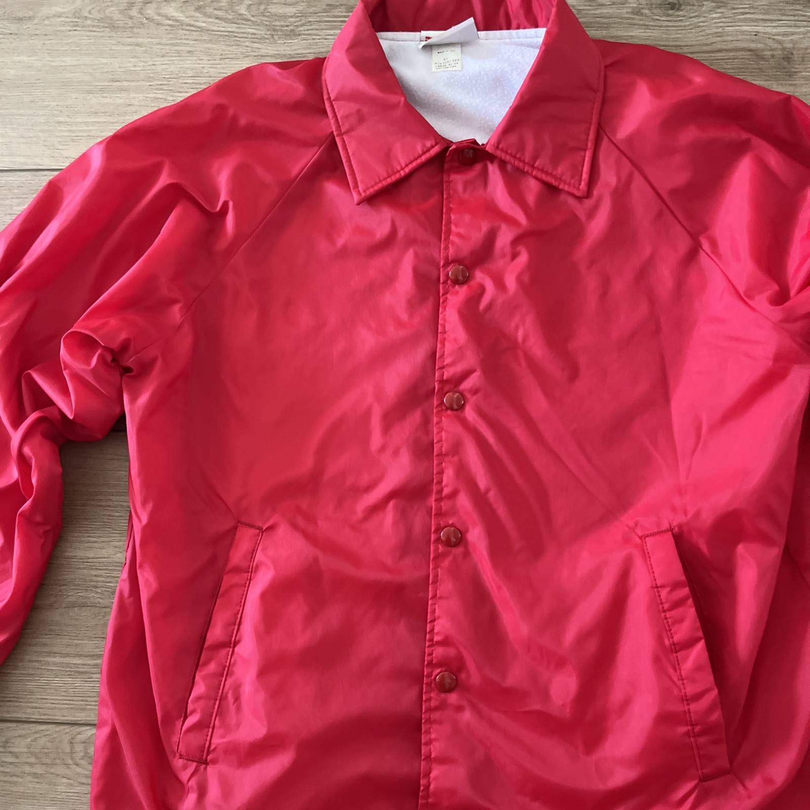 Vintage Hartwell Windbreaker Jacket Mens Large Red Nylon Snap 80s Track Athletic