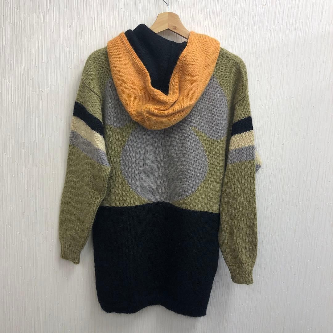 JC de CASTELBAJAC Character Design Knit Hoodie Size 40 Green Black Yellow