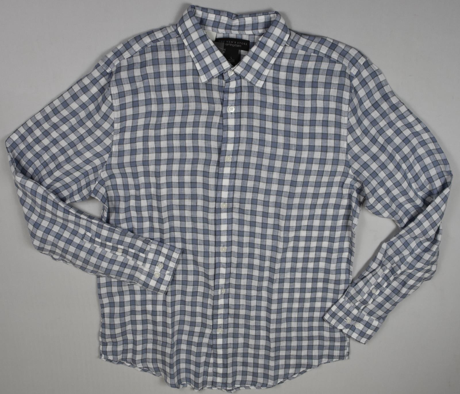 The Men’s Store Linen Check White Combo Shirt L New $98 BM6-15