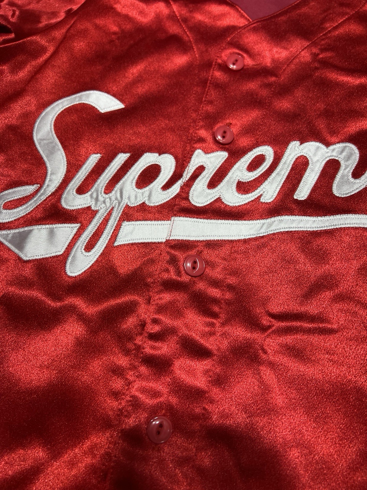Supreme 1 (One) Satin Jersey Baseball Red S
