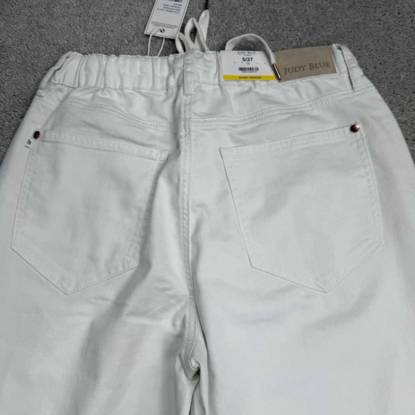 Judy Blue Jeans 5/27 Short White Palazzo Fit Wide Leg Drawstring Stretch NWT