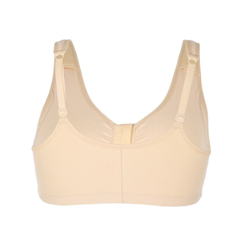 Post Surgery Pocket Bra Wireless Mastectomy Bra Front Closure Breathable Cotton