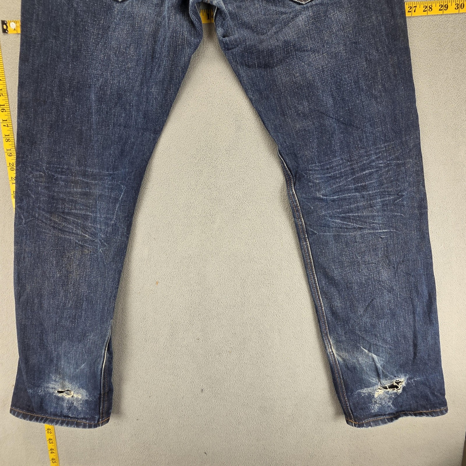 Selvedge Jeans Mens 34×32 Blue Regular Straight Farrell Buckle Back Honeycomb