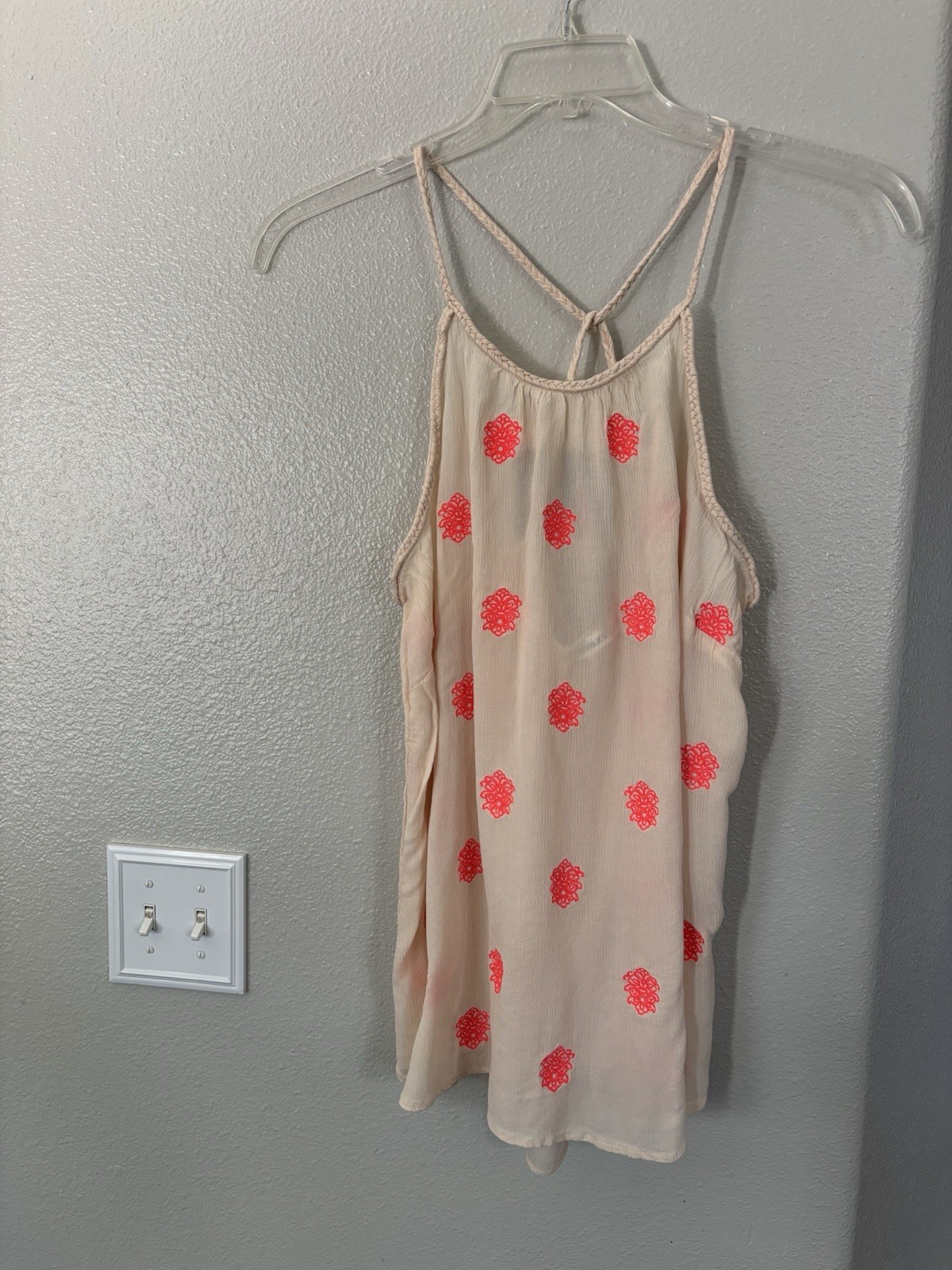 Maurices Cream Halter Tank with Braided Strap Detail
