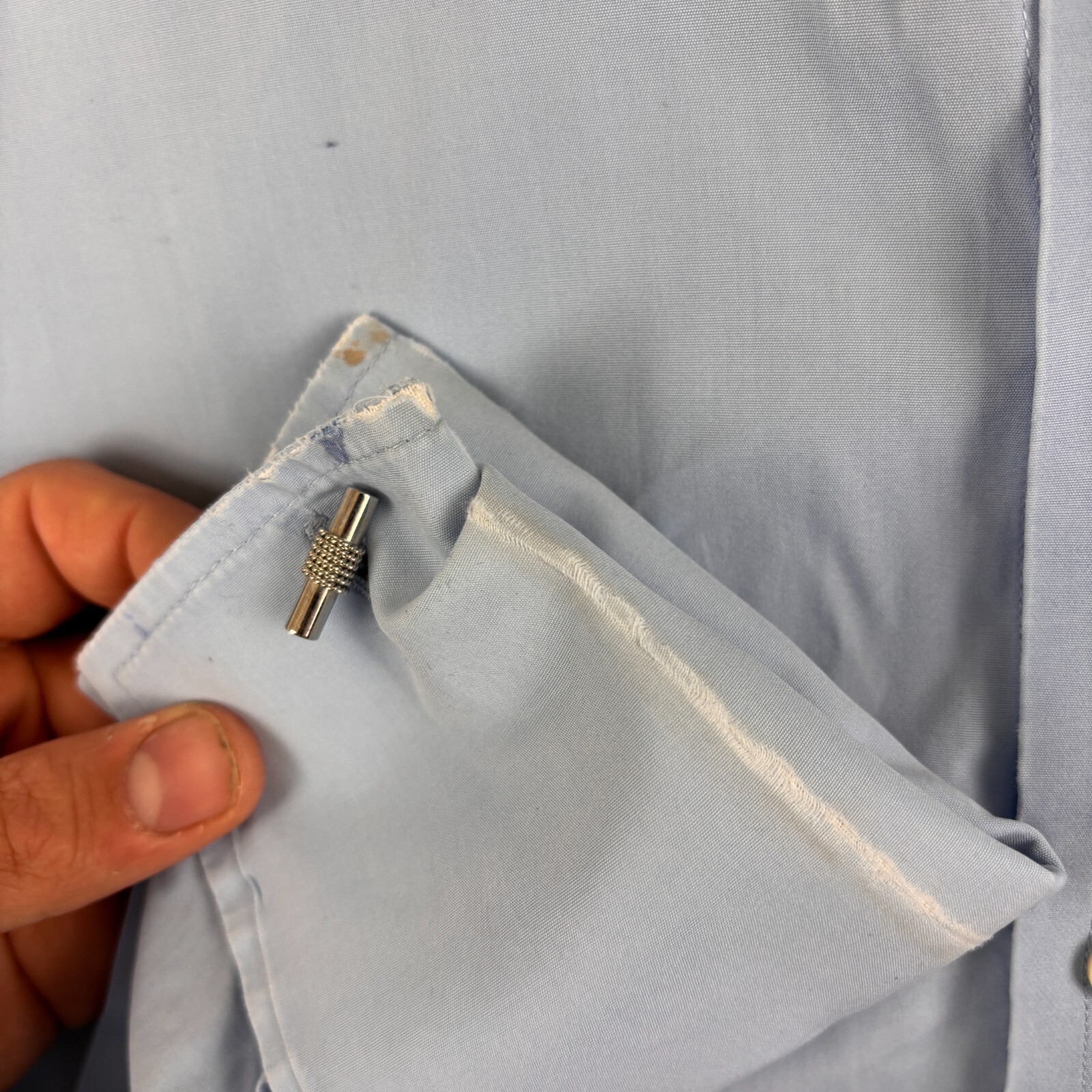 Stephen Lachter Shirt Men 16″ 50″ Chest Blue Dress Formal Double Cuff Savile