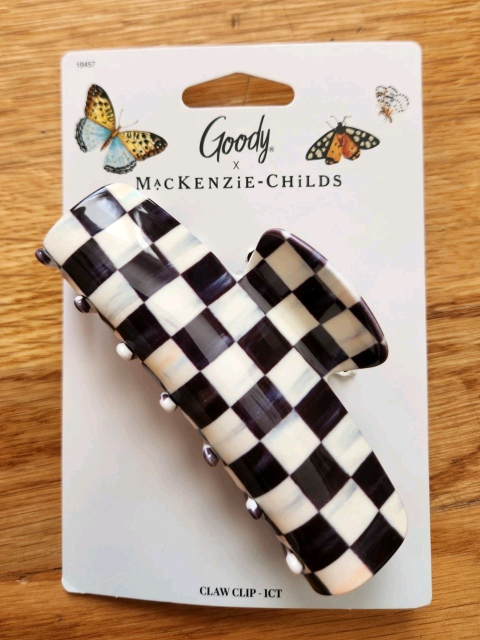 MacKenzie Childs x Goody Target Black Check Hair Claw Clip NEW