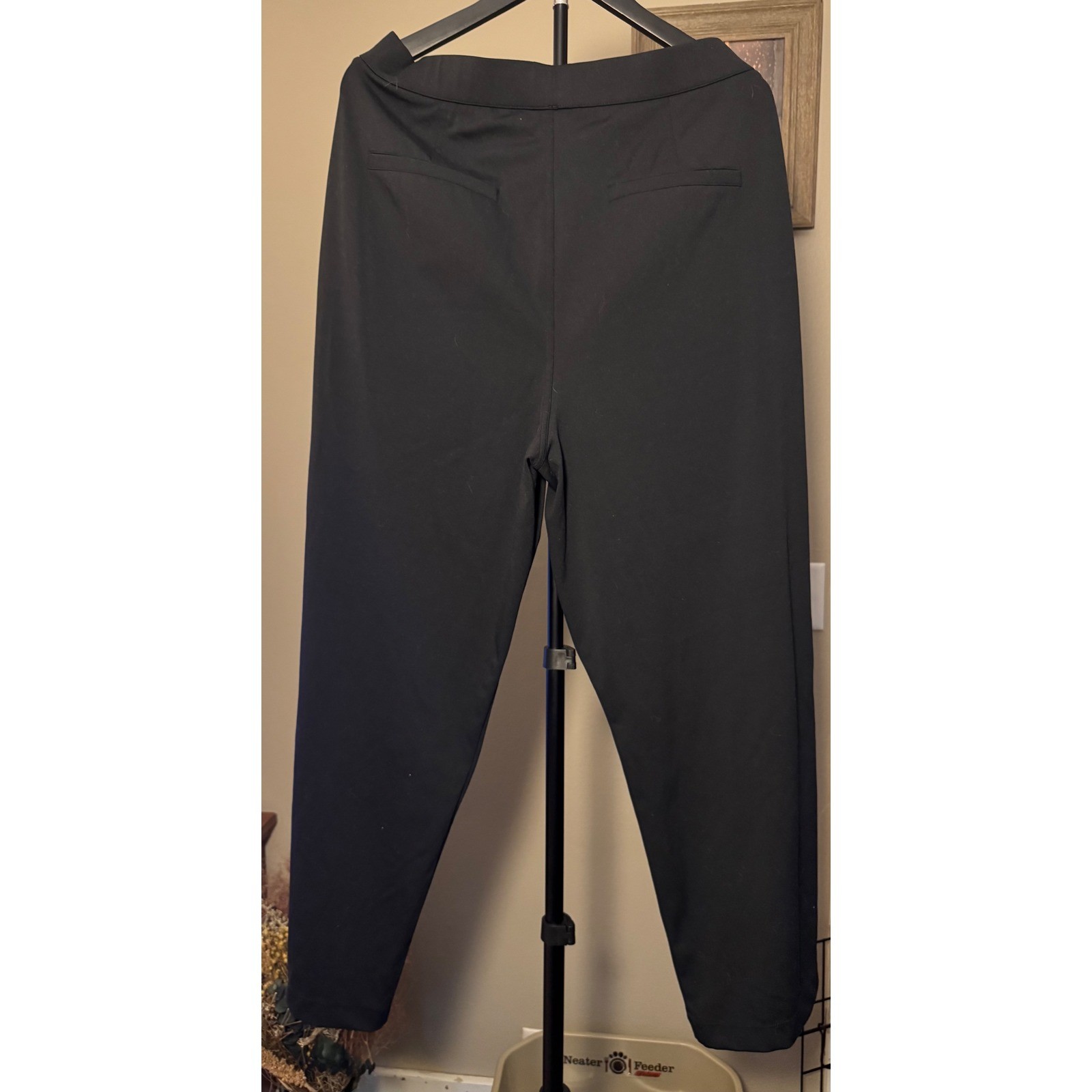 Halara High Waisted Pleated Tapered Dress Pants Black Petite XL 1117245