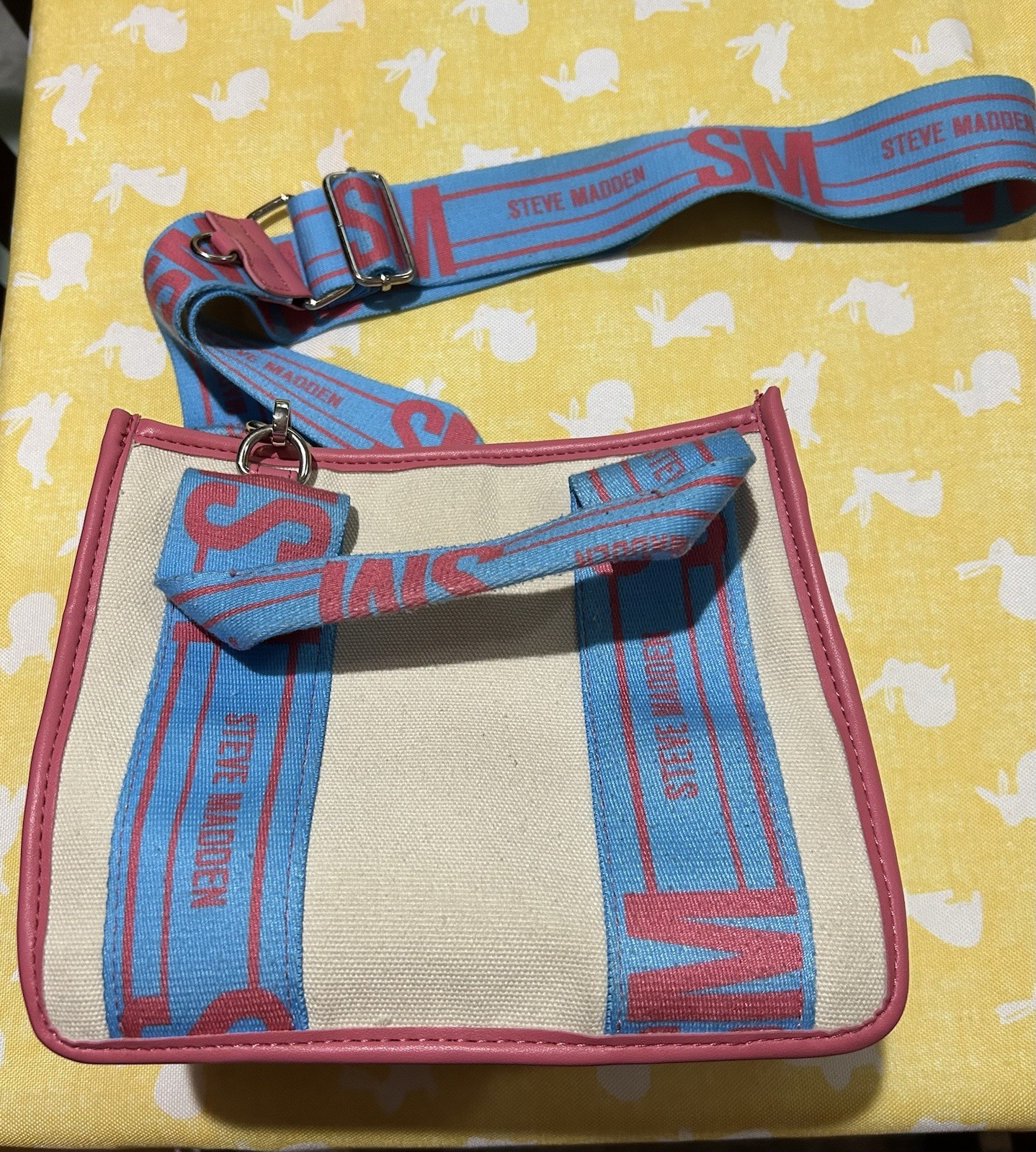 Steve Madden Bwebber Crossbody Tote Bag Blue Pink TikTok Awesome Condition ￼￼