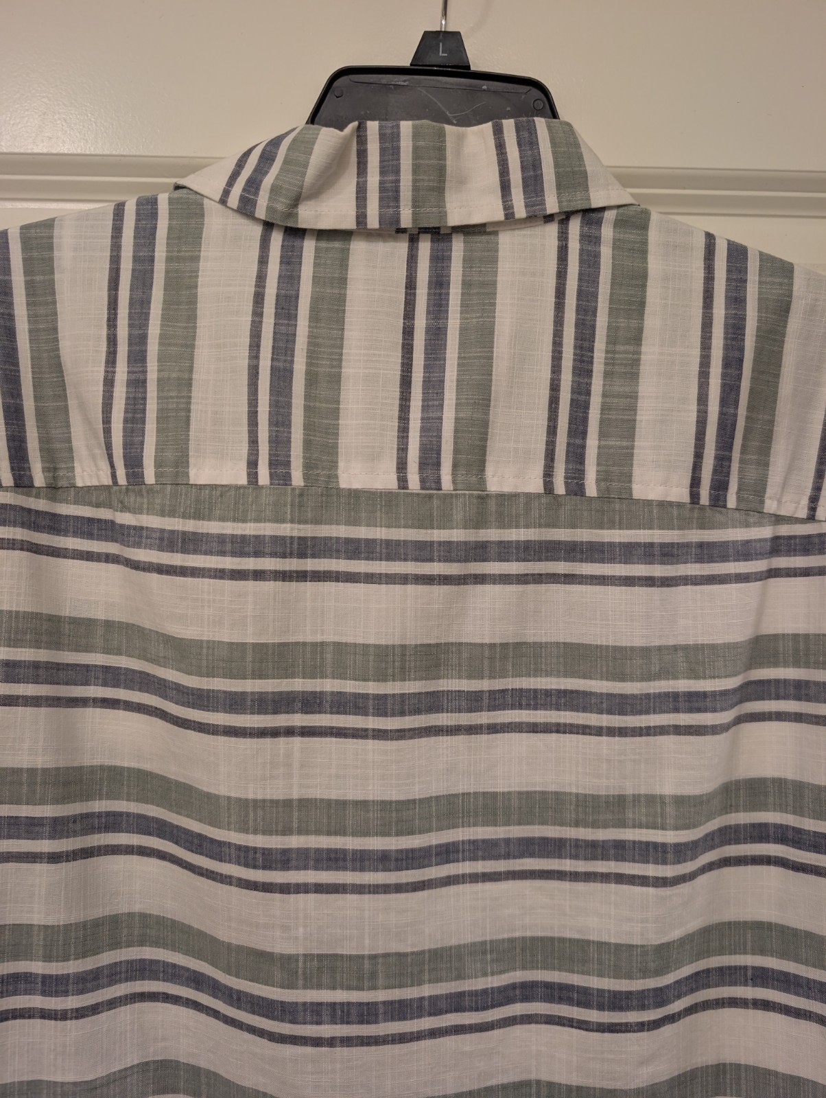 Goodfellow & Co Men’s M Slim White/Blue Striped Short Sleeve Cotton Button-Up