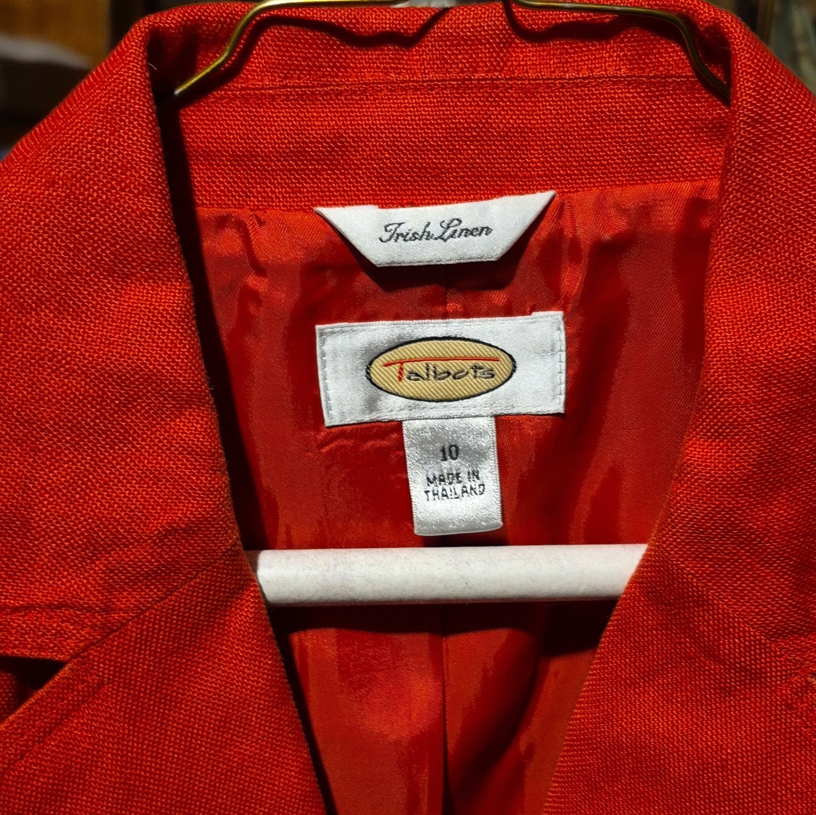 Talbots Orange Linen Lined Button-Front Blazer Jacket Women’s Size 10