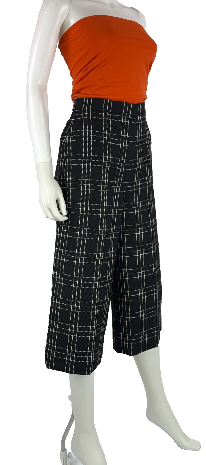 $2K Christian Dior New Black White Wool Dress Pants 4 6 US 40 IT S Culottes Auth