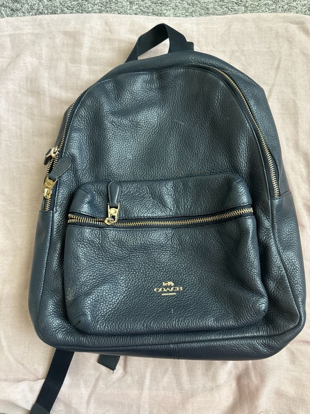 Coach Charlie Large Backpack in Black Pebbled Leather F29004