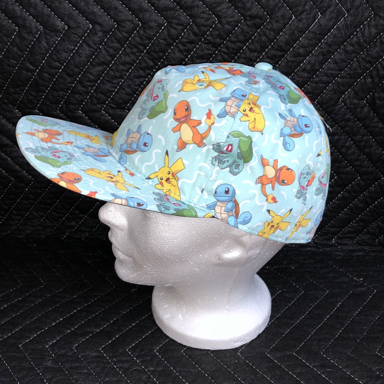 NWT Pokémon All-Over Print Snapback Hat Pikachu Charmander Squirtle Bulbasaur
