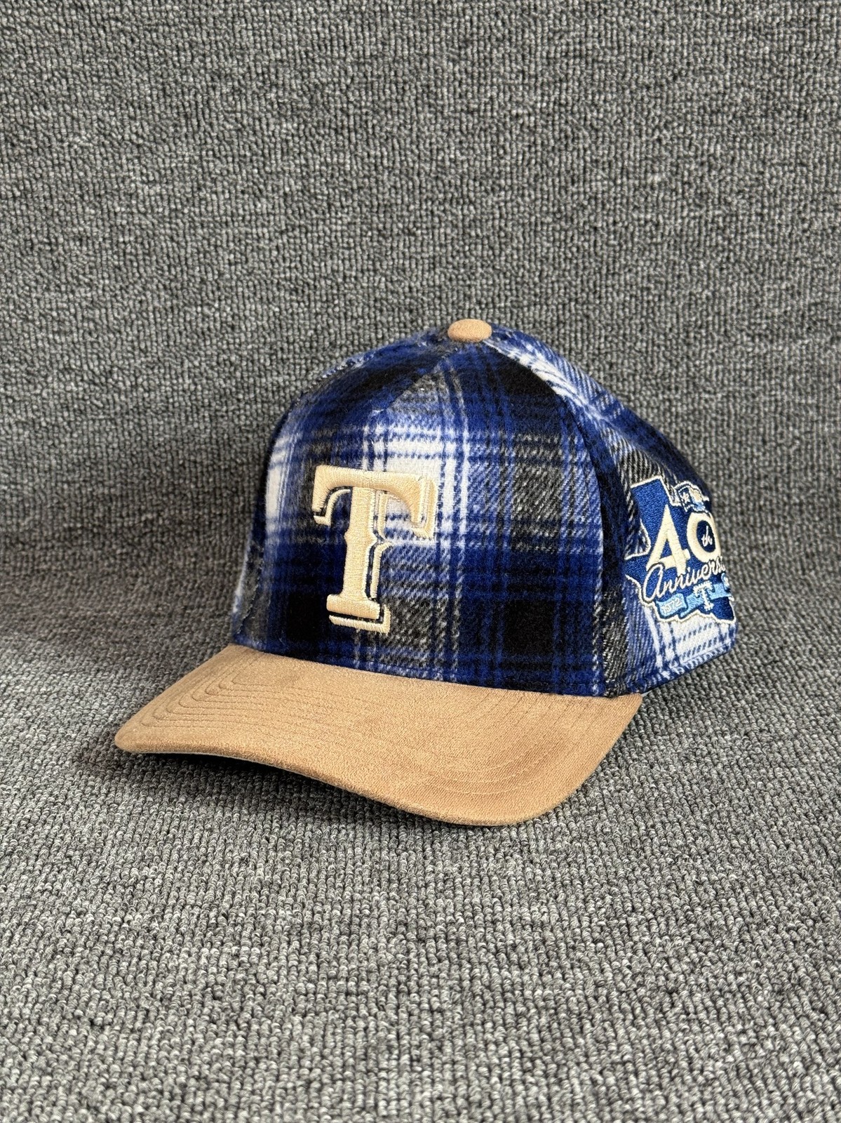 Mitchell & Ness Texas Rangers Plaid Snapback Tan Brim Hat One Size