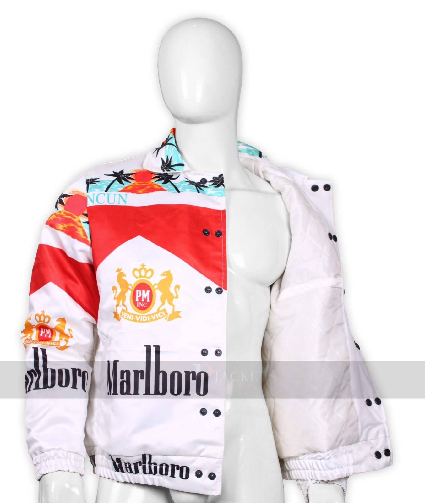 Vintage Style White 80s Bomber Cancun Jacket