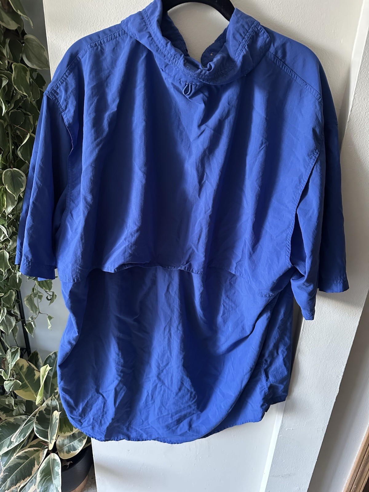 World Wide Sportsman Fishing Shirt Men Blue Vented Short Sleeve Hiking LG