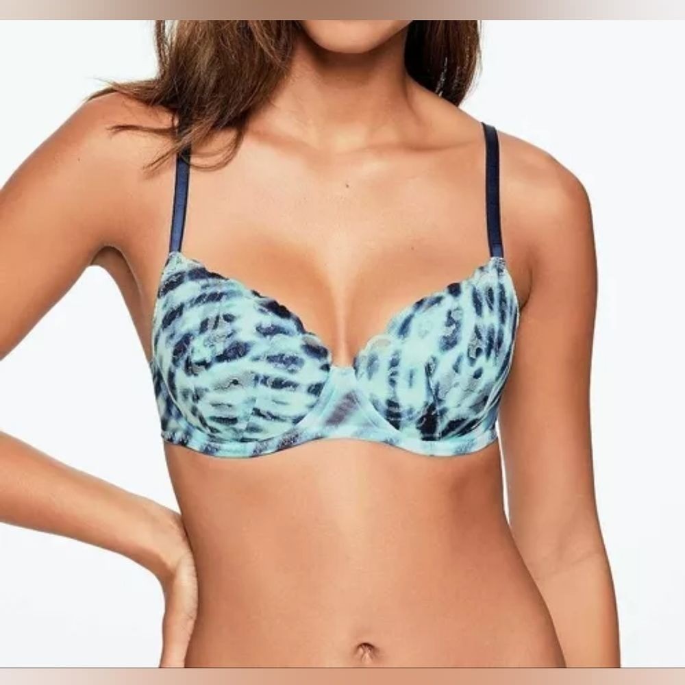 PINK VICTORIA’S SECRET Blue/Green NWT “Date” Push-Up Bra Size 32DD