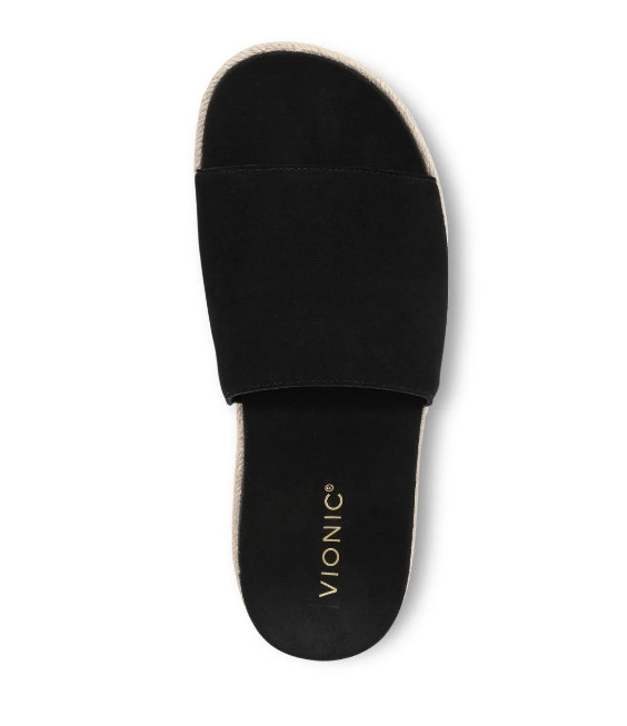 VIONIC Yasmina Platform Slide Sandal, Black Suede