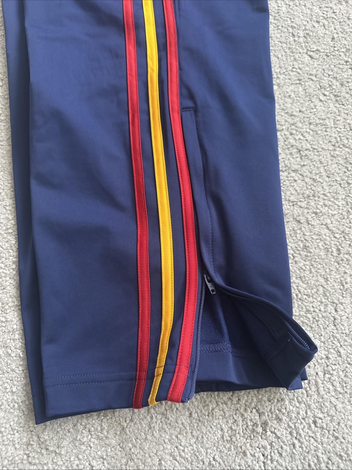 ADIDAS Original Firebird Track Pants Mens Large KD3836 Blue Red Yel Zip Pockets