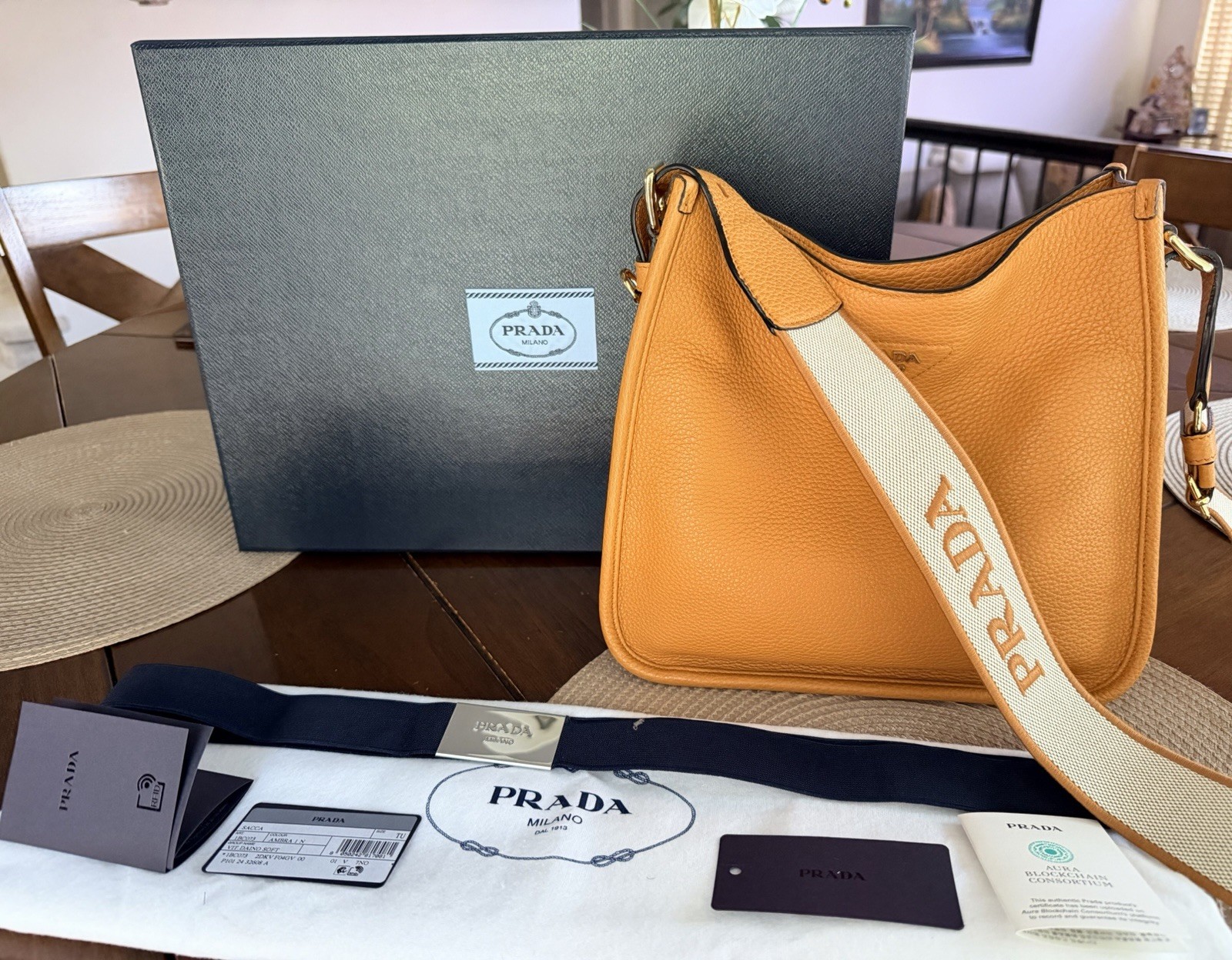 PRADA Vitello Daino Medium Shoulder Bag with Detachable Logo Strap