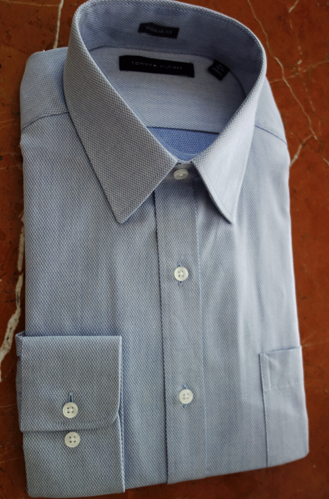 TOMMY HILFIGER Men’s BRAZIL BLUE Reguar Fit L/S Button front DRESS SHIRT 16 1/2