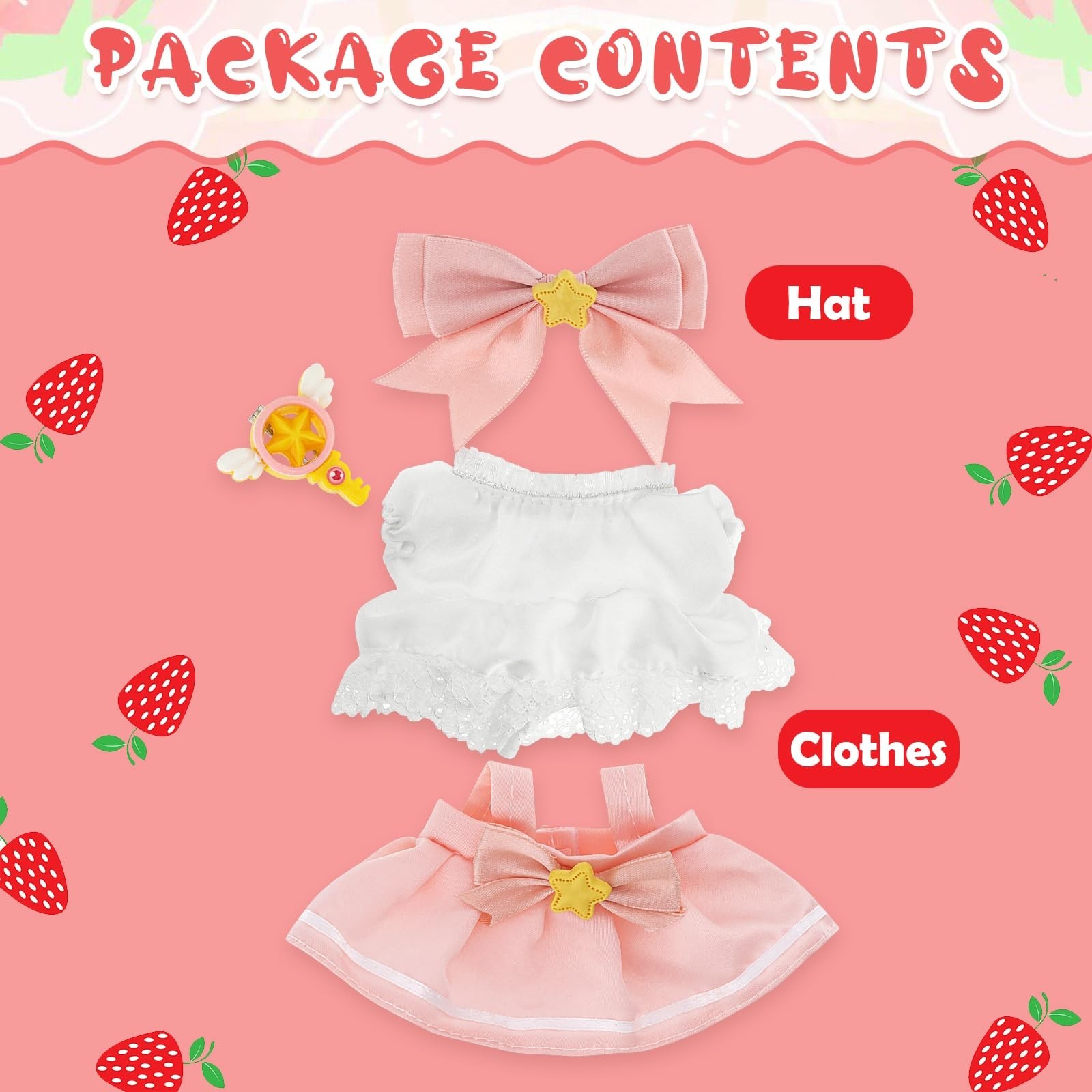 17cm Doll Outfits,4Pcs Clothes for 17cm Doll, Anime Cosplay Dress Cute Outfit…