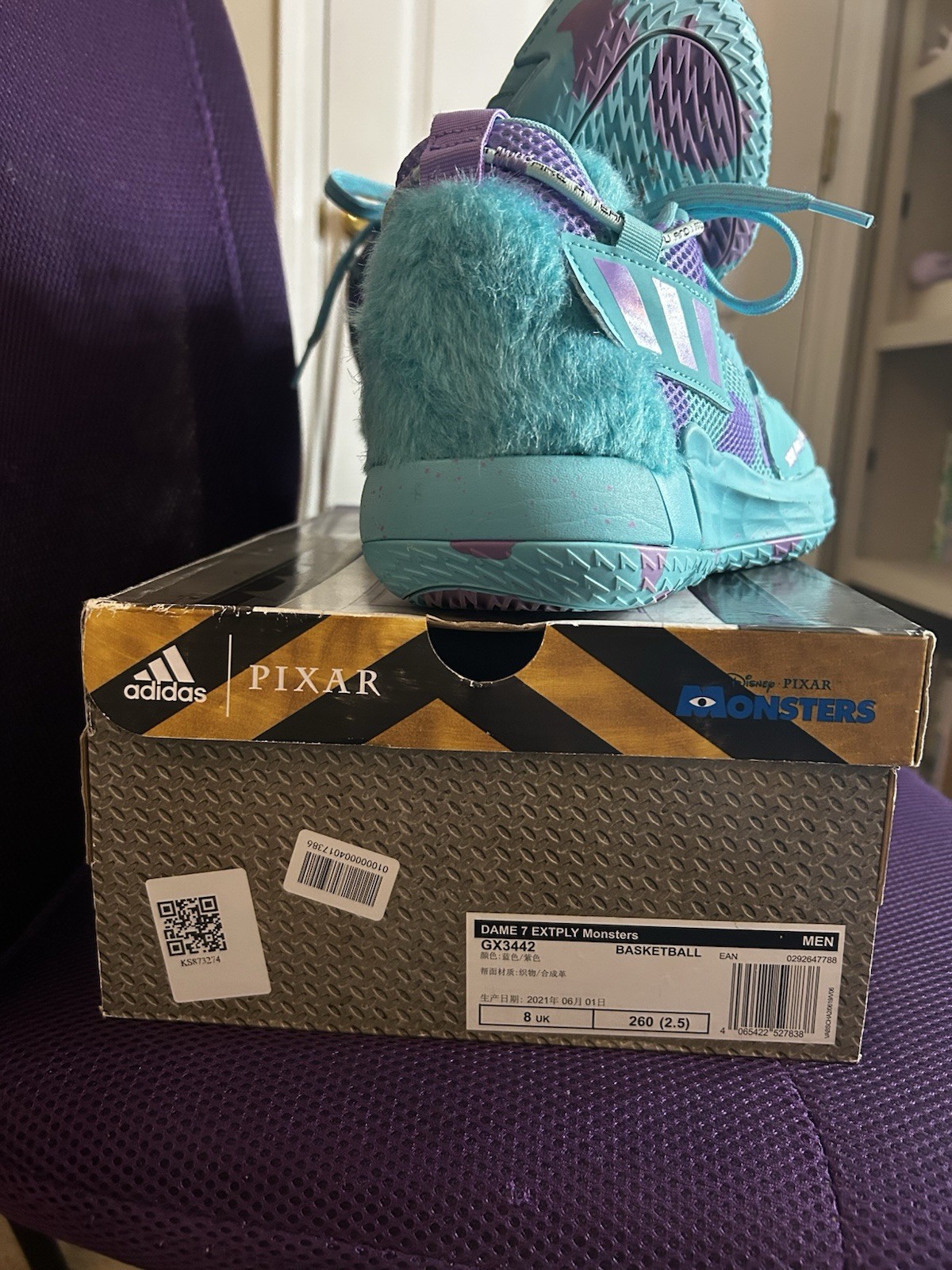 Monsters Inc. x adidas Dame 7 EXTPLY “Sulley” | Men’s Size 8