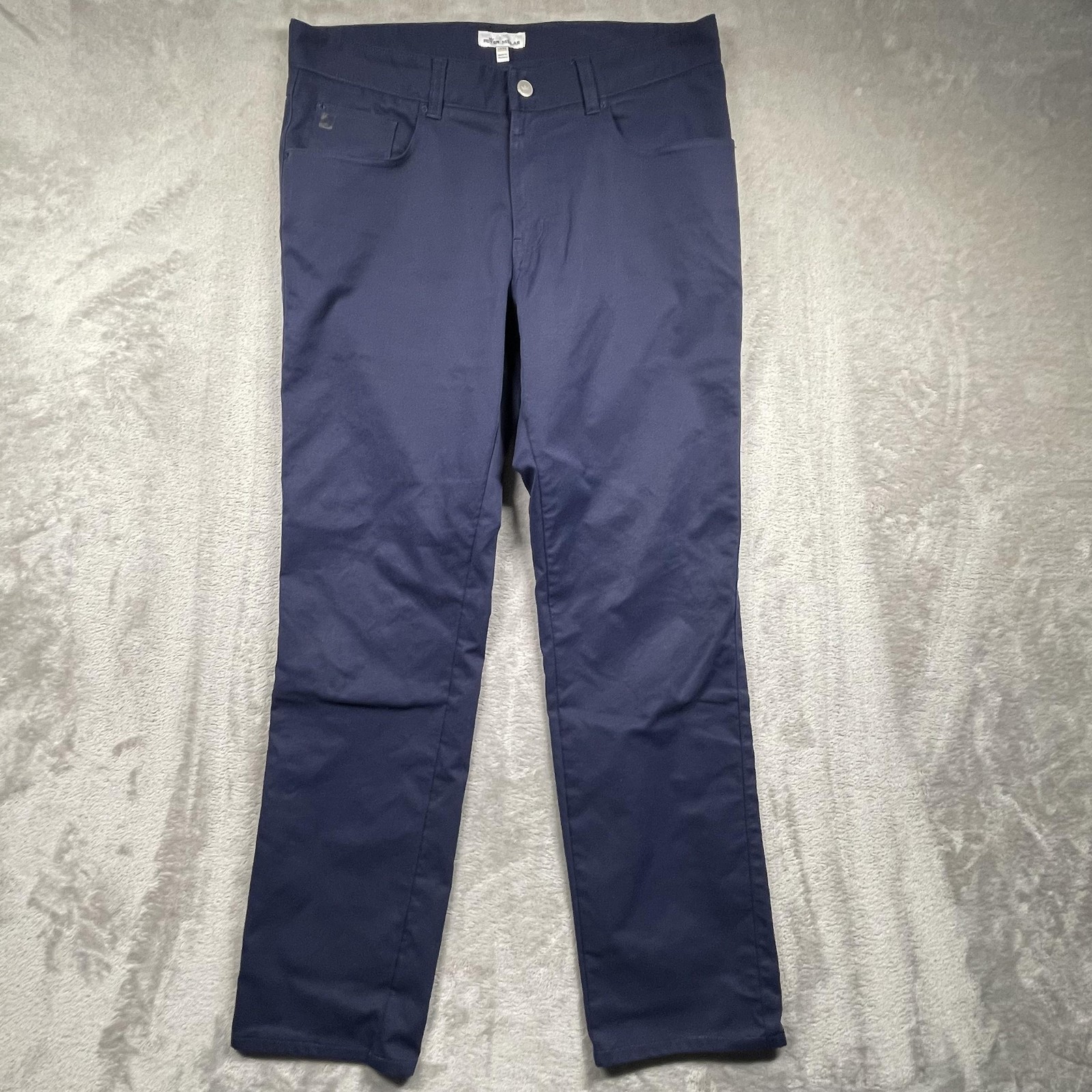 Peter Millar Pants EB66 Mens 33×34 Blue Microfiber Chino 5 Pocket Golf Casual