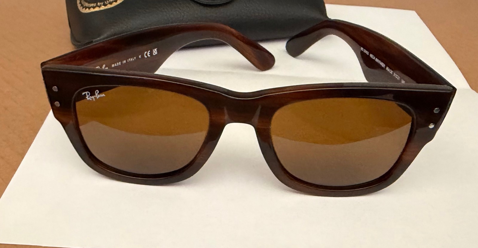 Ray-Ban Mega Wayfarer RB0840S Sunglasses – Striped Brown Frame / Brown Lens