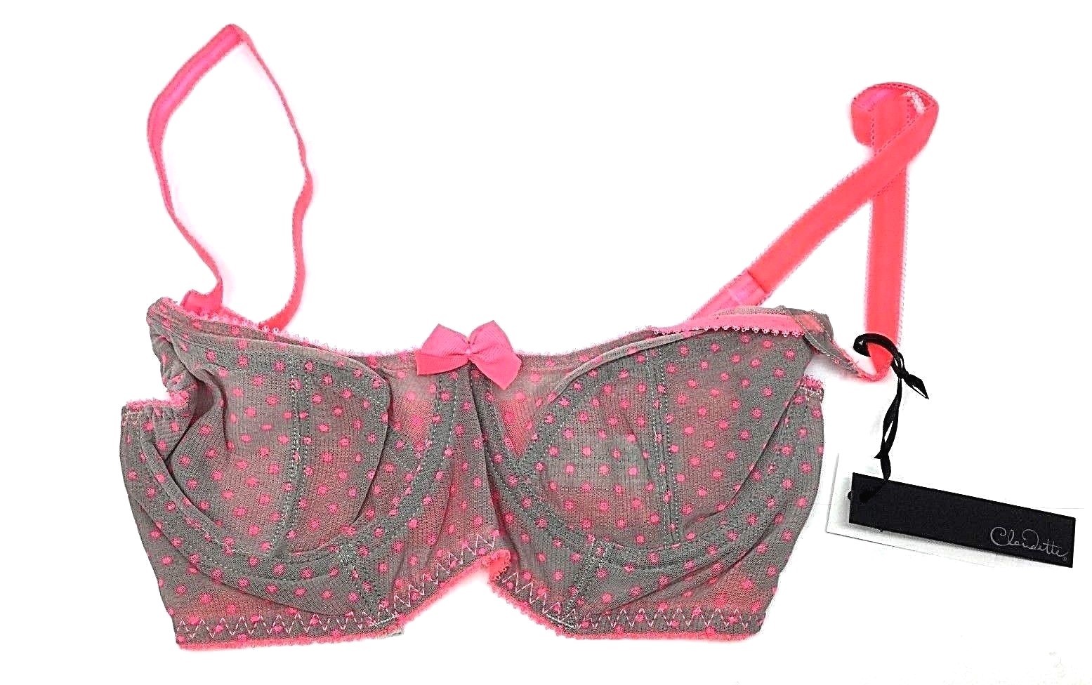 Claudette Hot Coral Polka Dot Long Line Dessous Bra Sexy Ladies Lingerie Women’s