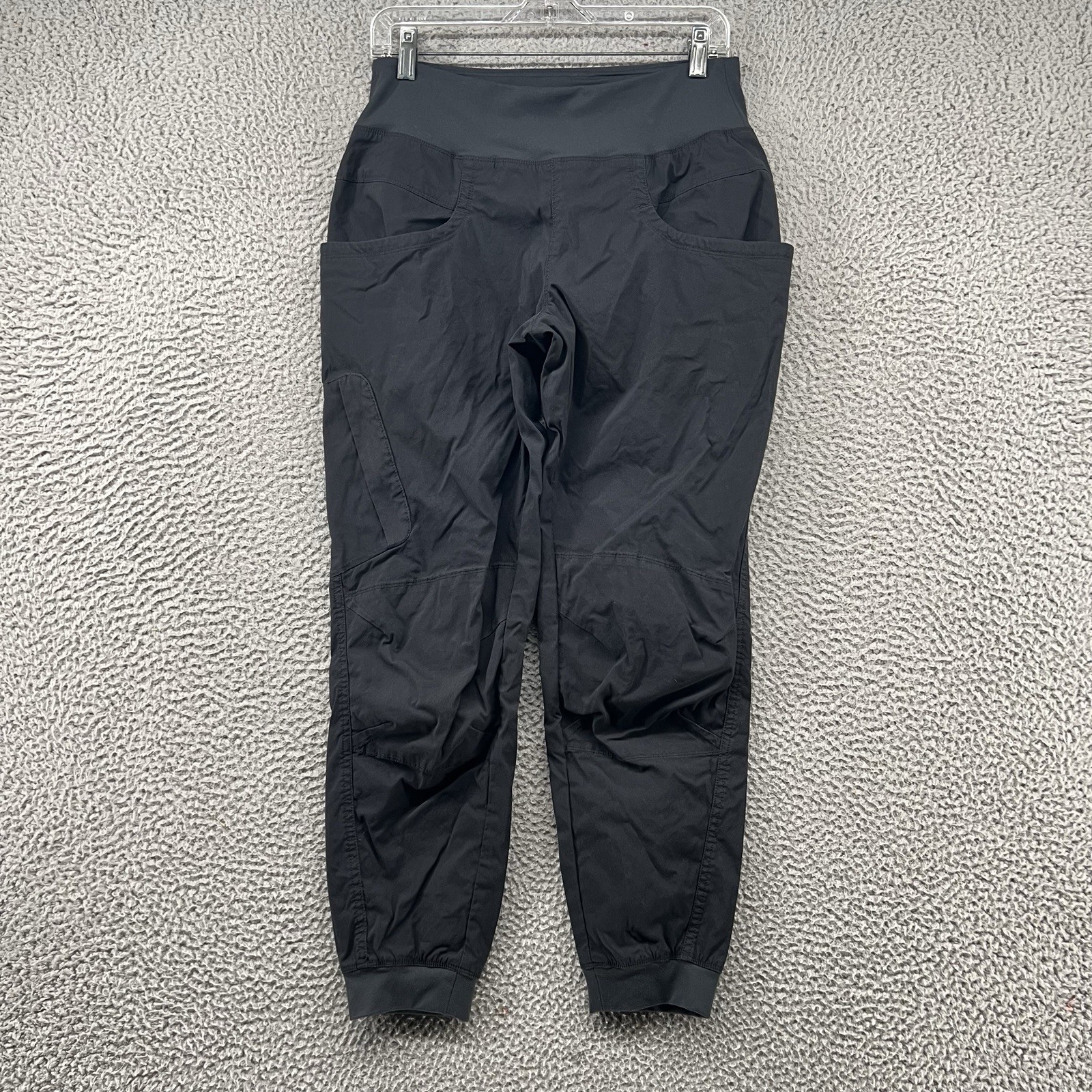 Prana Koen Pants Womens Medium Black Regular Fit Nylon Stretch Hiking Sweatpants