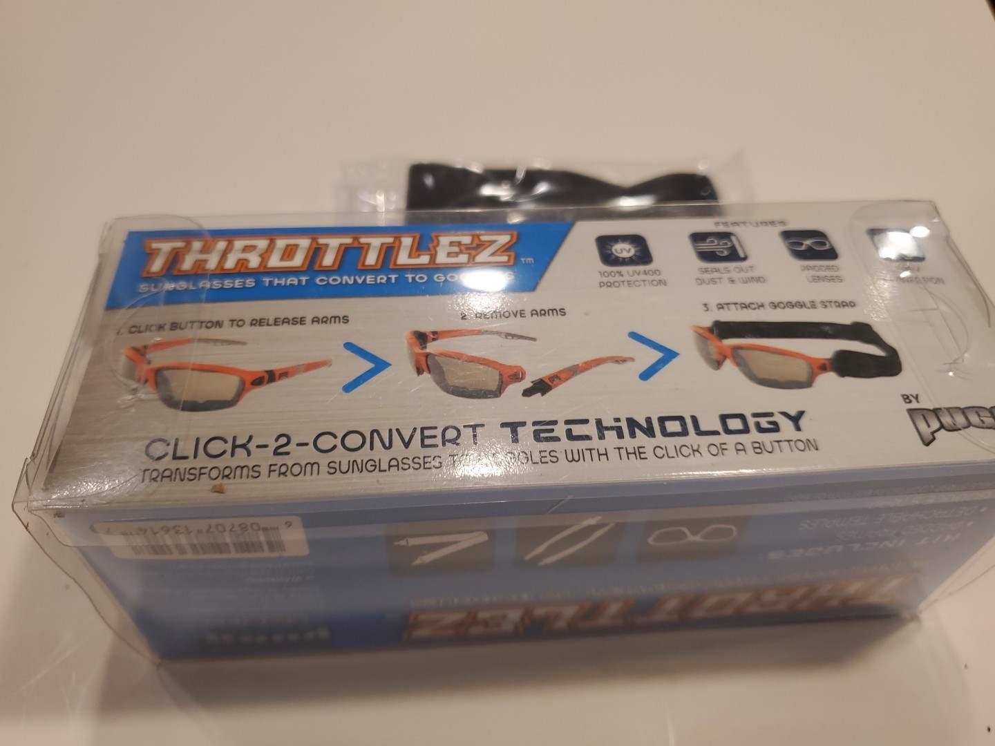 NEW Pugs Throttlez Sunglass Convert To Goggles Black Frame / Black Lens