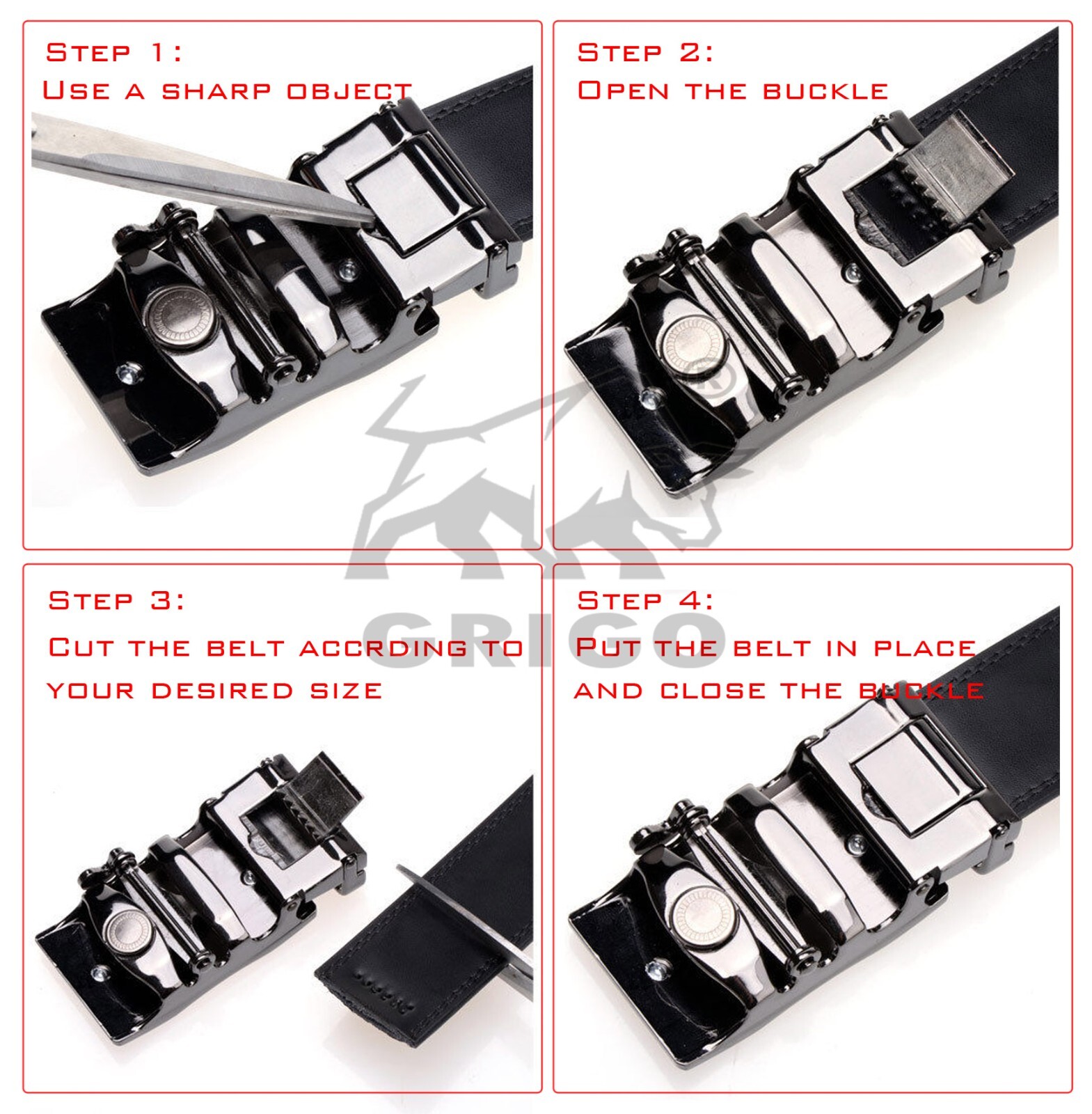 Men’s Automatic Click Lock Buckle Waist Strap Dress Comfort Black Belt Casual