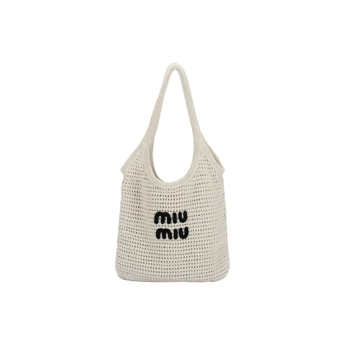 MIU MIU IVY Cotton Shoulder Tote Bag Women’s Off-White 12.5×0.7×13.7 in