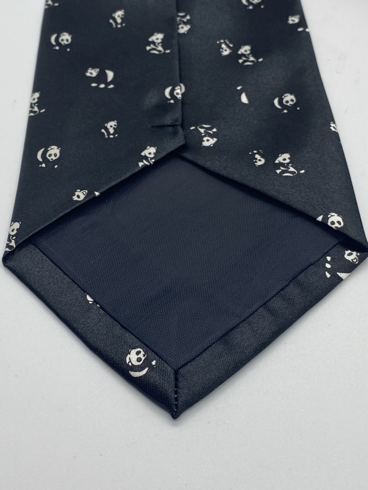 Whimsy Panda Neck Tie Mens Black Animal Print Modern Novelty Suit Dark KAI LONG