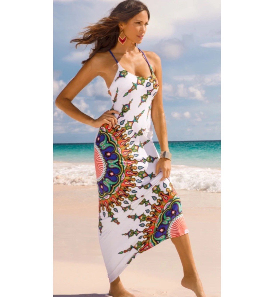 NWT $156 Sz M Trina Turk Kasbah Maxi Dress Swim Cover