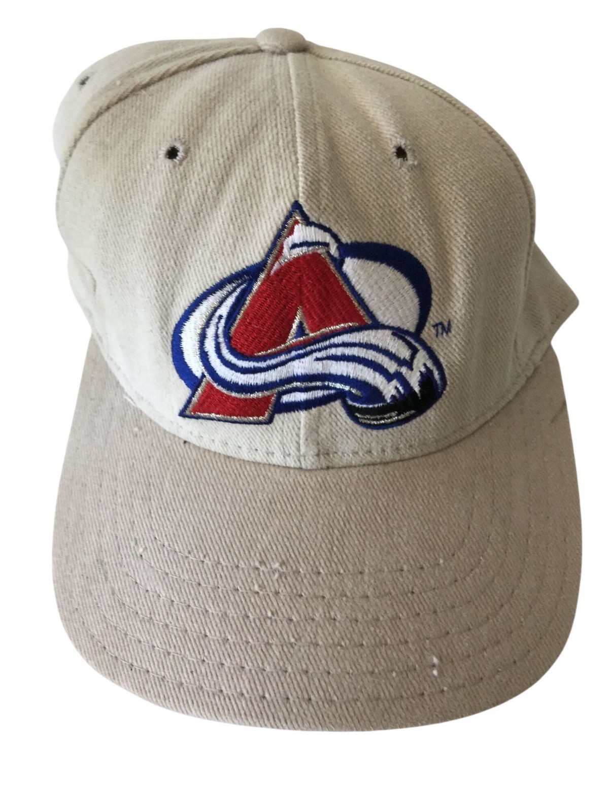 Vintage Pro-Line Pro Model Colorado Avalanche Khaki Beige Baseball Cap Hat 6 7/8