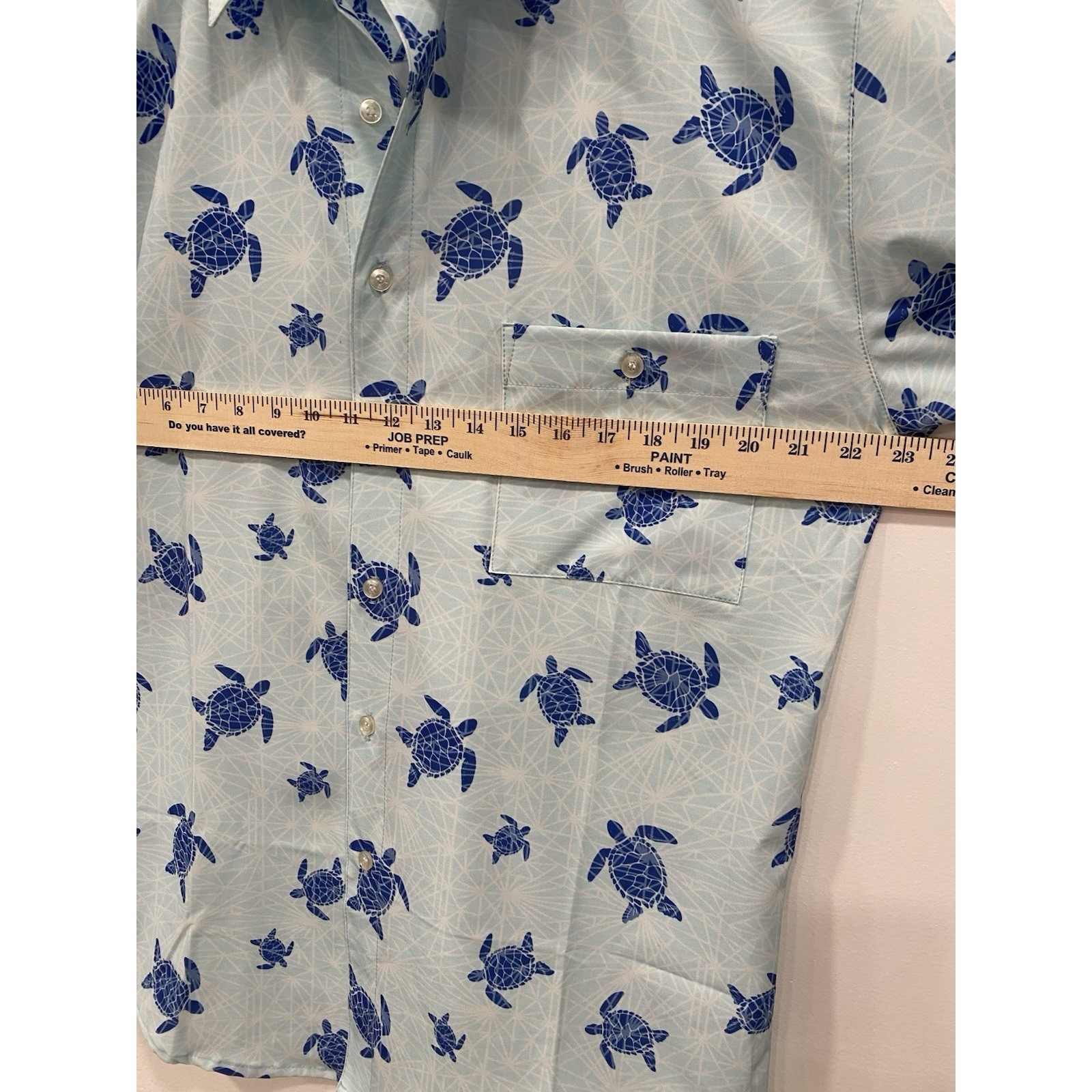 Weekender sportswear beach button down Top Blue turltle print SZ medium