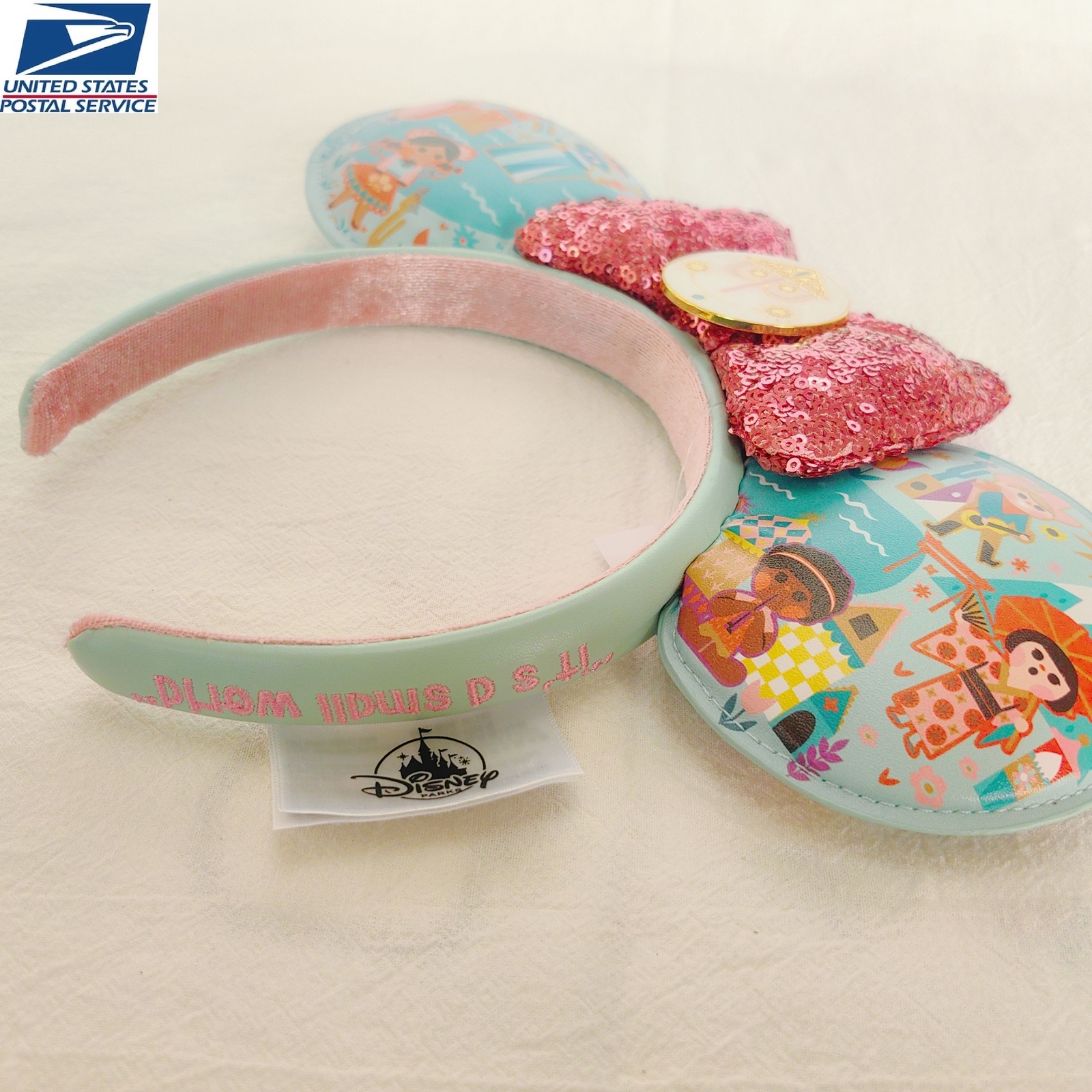 Disney-Park’s It’s a Small World Minnie Mouse Sequined Bow Ears Headband US