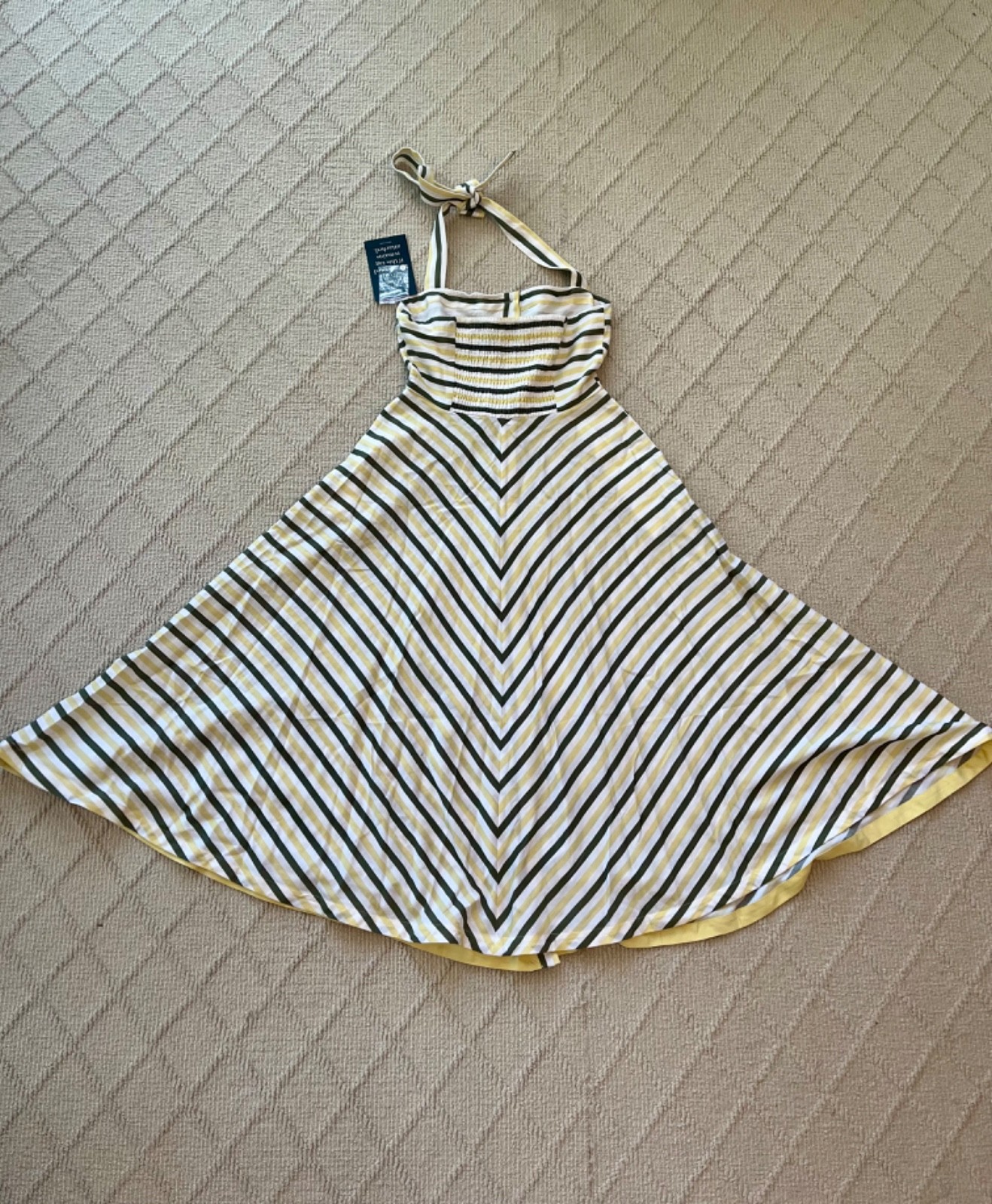 Tuckernuck Green/Yellow Stripe Halter Button Down Mirabel Dress and Short Set