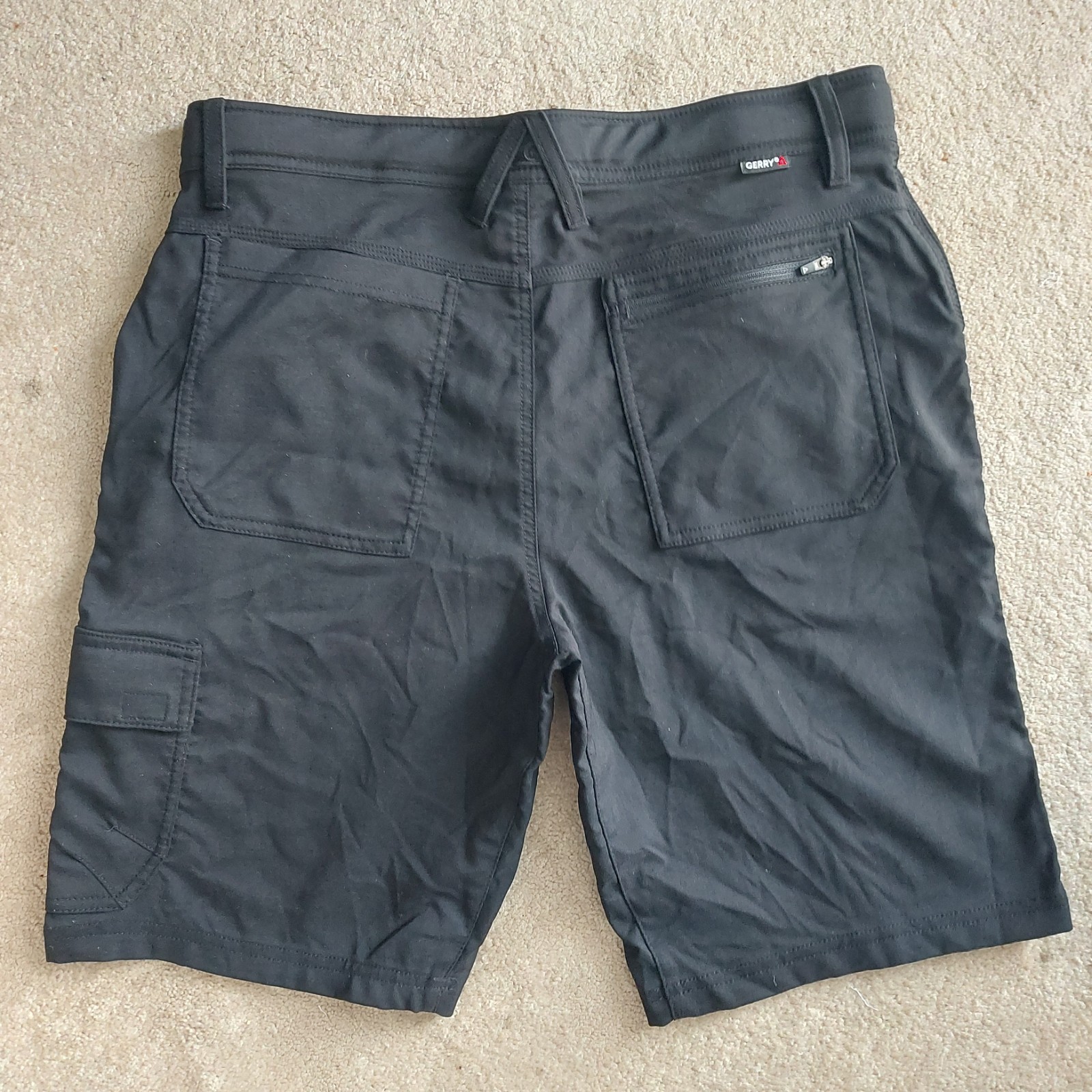 Gerry Performance Shorts Mens 34 Black Flat Front 9″ Stretch Outdoor Hiking