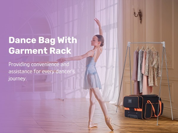 23″ Dance Bag with Garment Dance Costumes Rolling Garment Bags For Travel