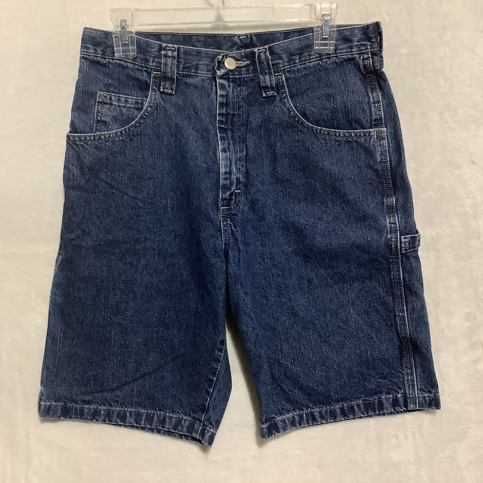 Wrangler Denim Carpenter Shorts Mens 30 Blue Cotton Utility Workwear Real Comfrt