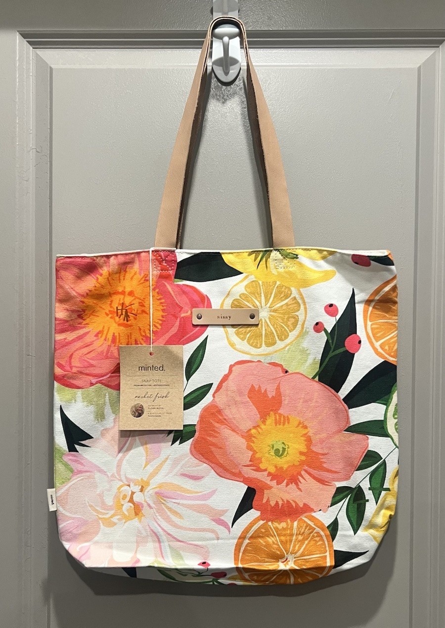 Minted Tote Bag Personalized “sissy” approx. 15x16x3.5 inches